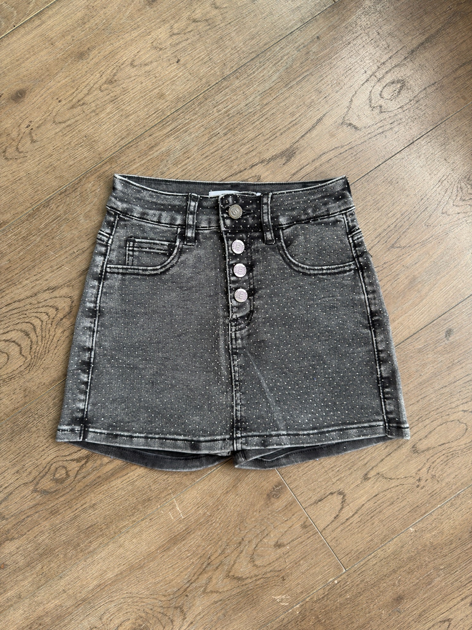 FALDA SHORT BRILLOS GRIS