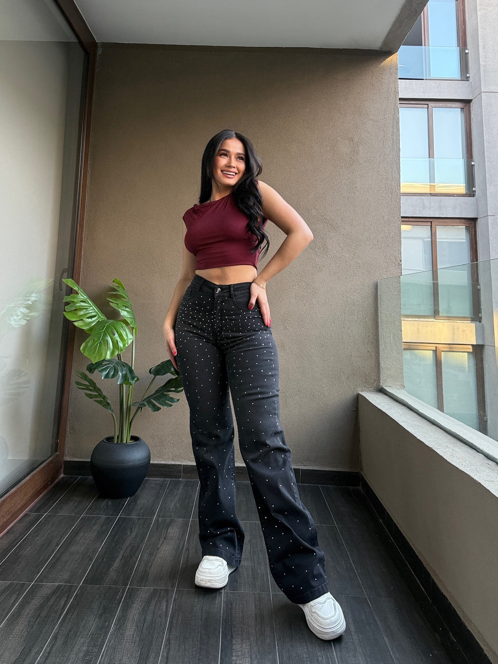 WIDE LEG BRILLO EMPO GRIS