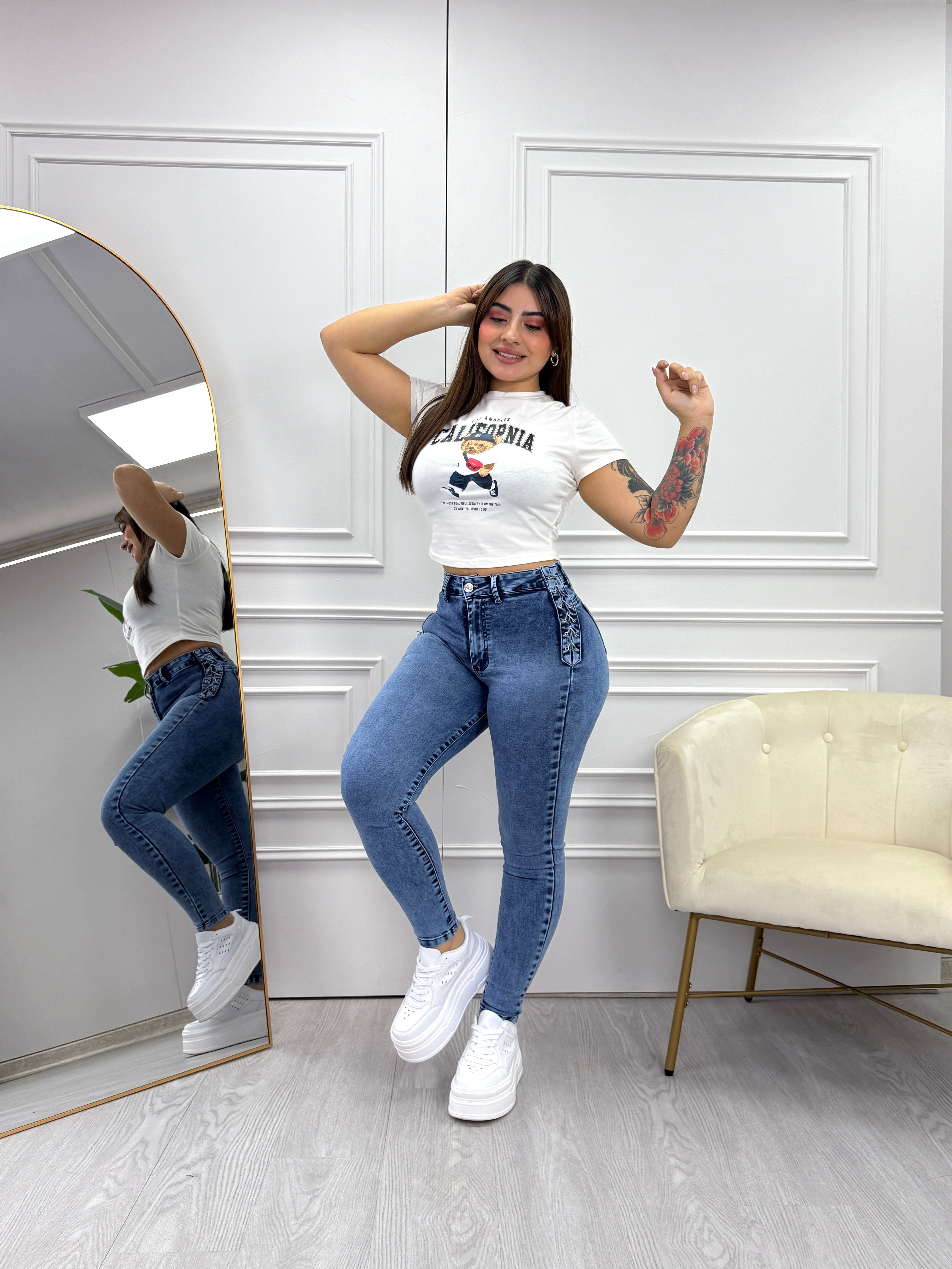 SKINNY JEANS TRENZADO