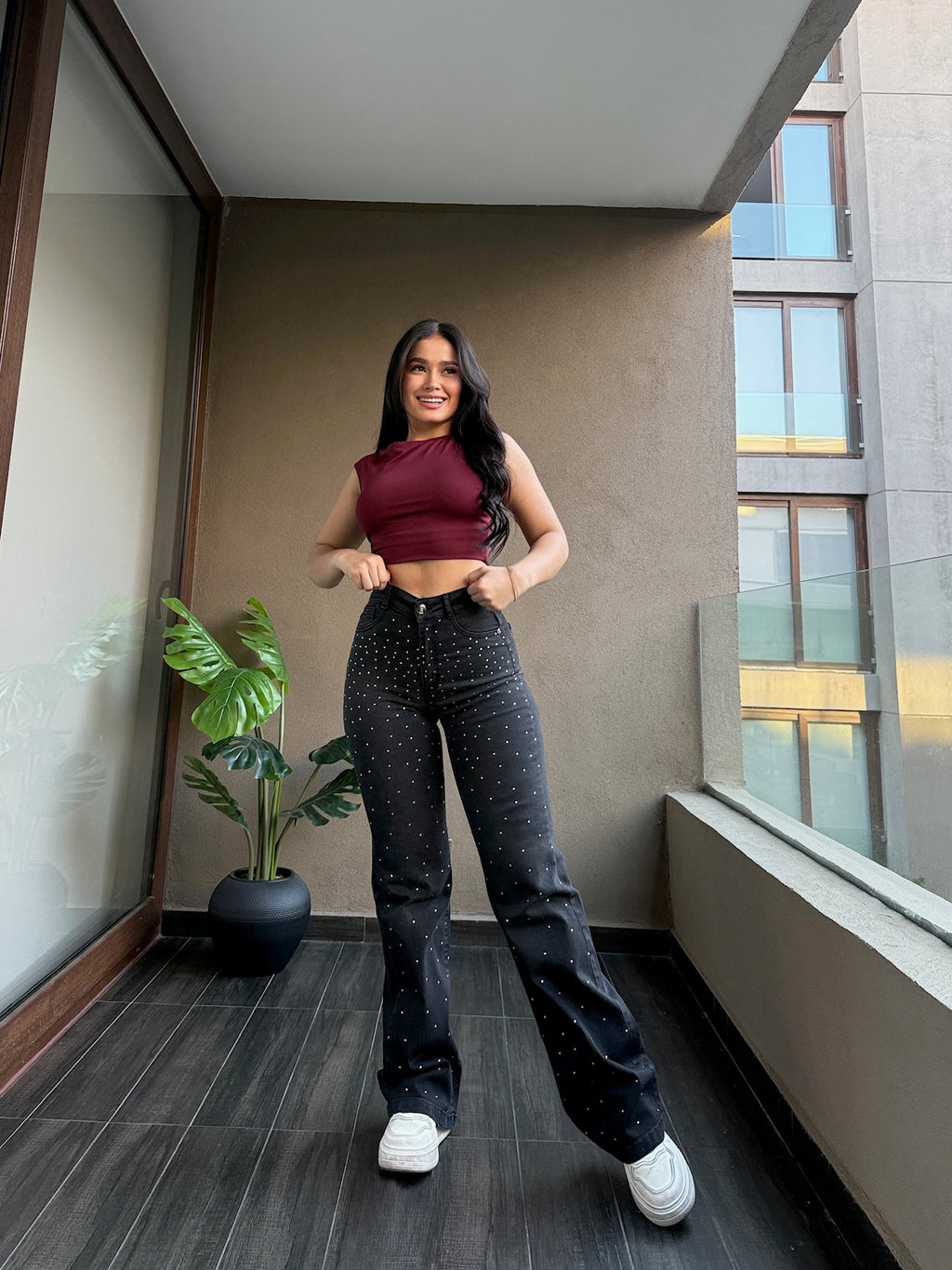 WIDE LEG BRILLO EMPO GRIS