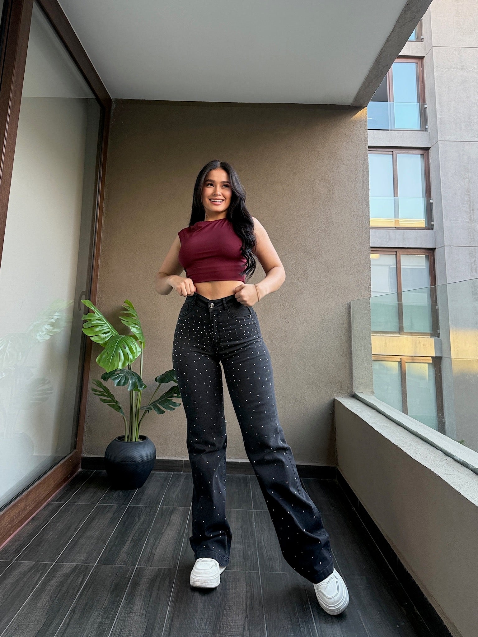 WIDE LEG BRILLO EMPO GRIS