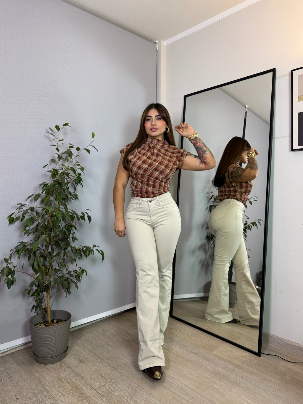 FLARE JEANS BEIGE
