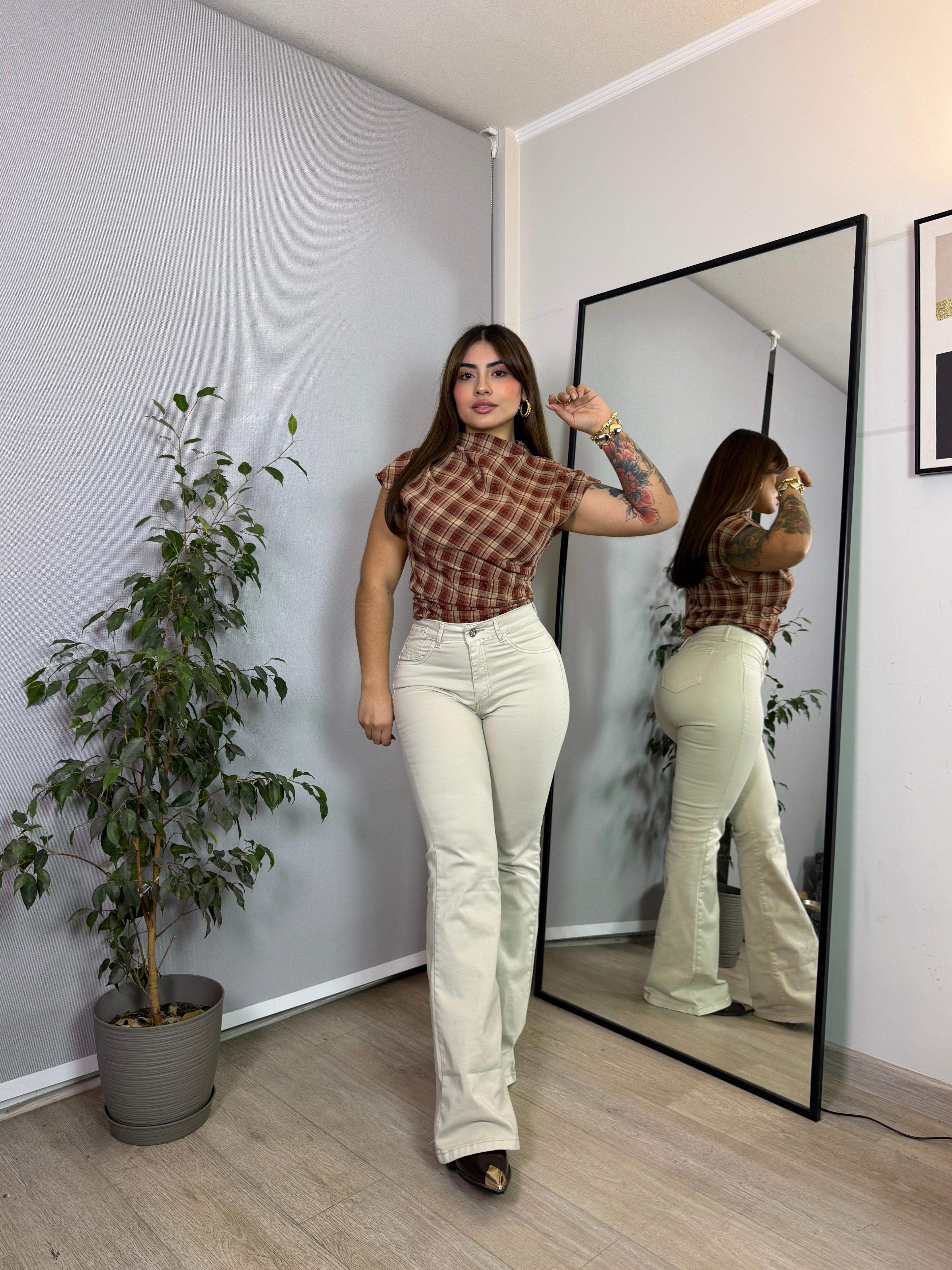 FLARE JEANS BEIGE