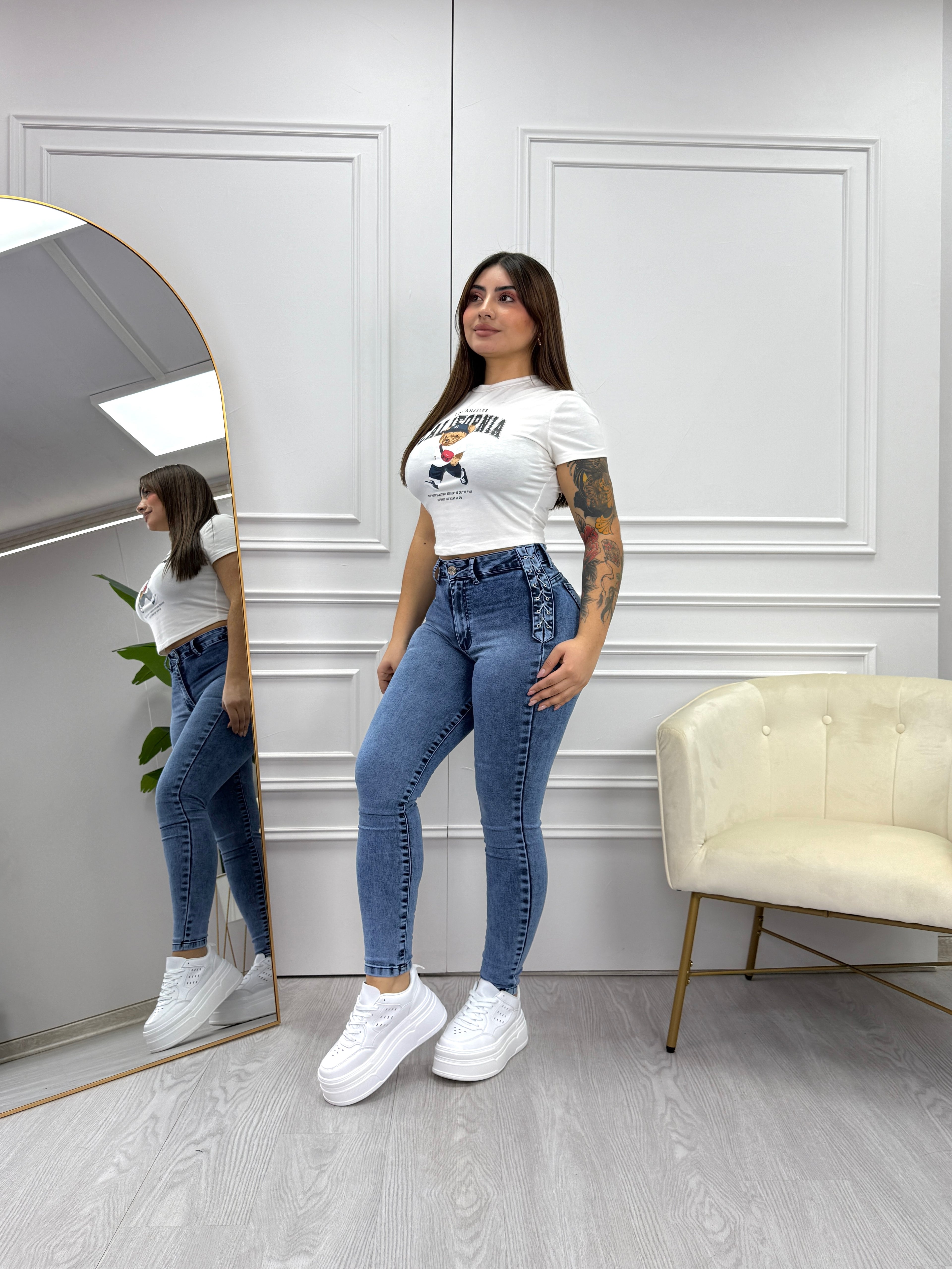 SKINNY JEANS TRENZADO