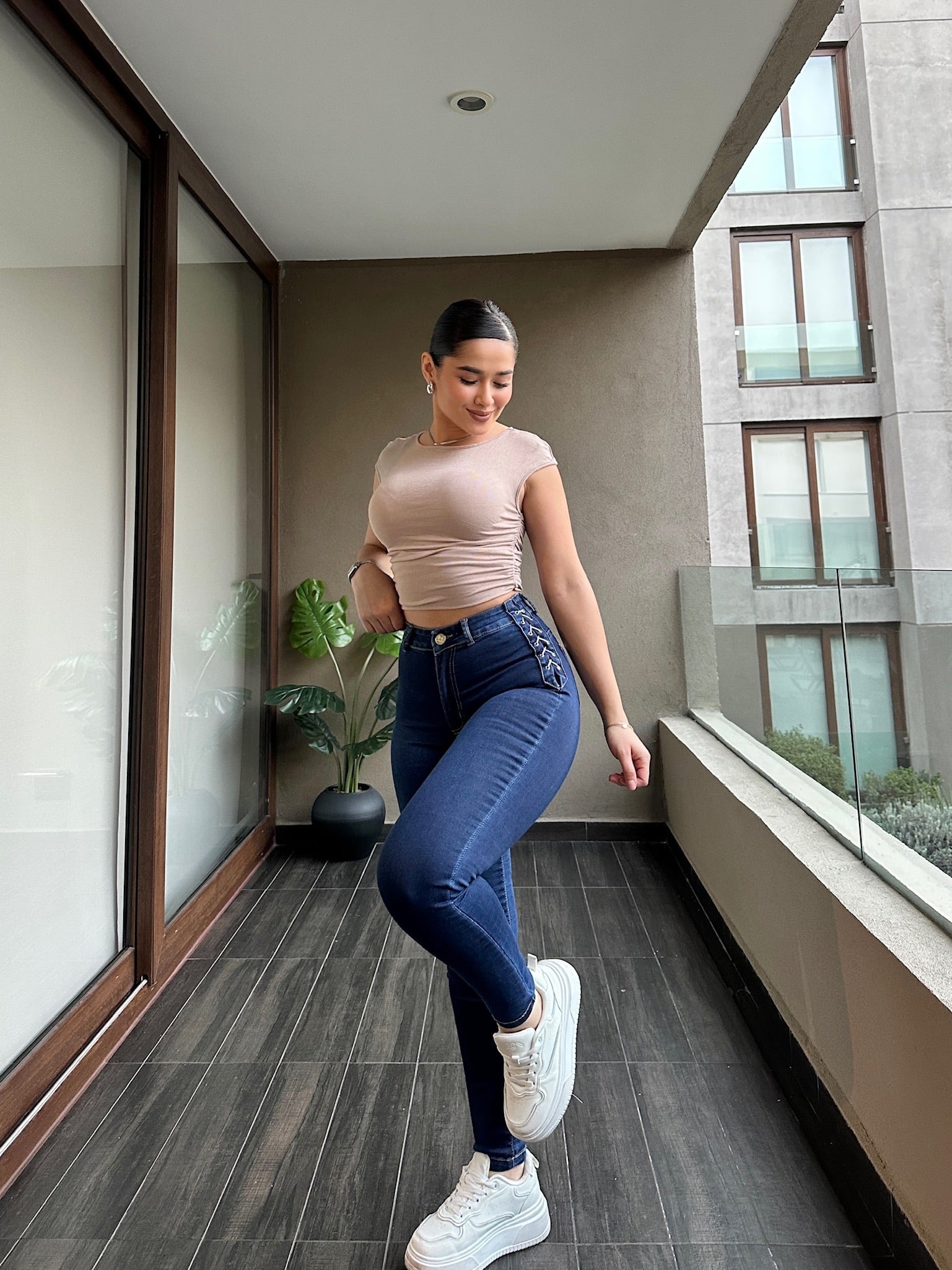 SKINNY JEANS TRENZADO AZUL