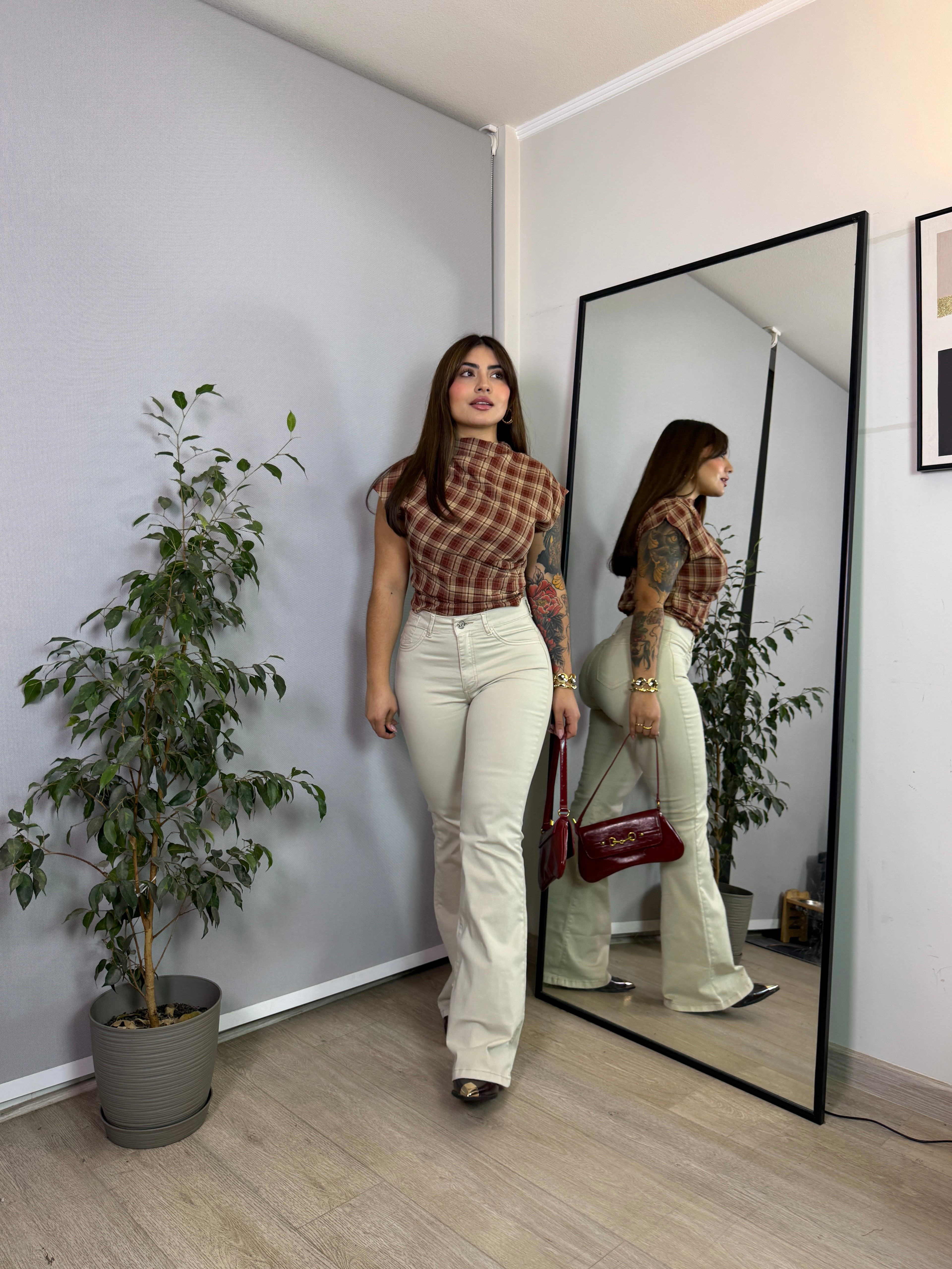 FLARE JEANS BEIGE