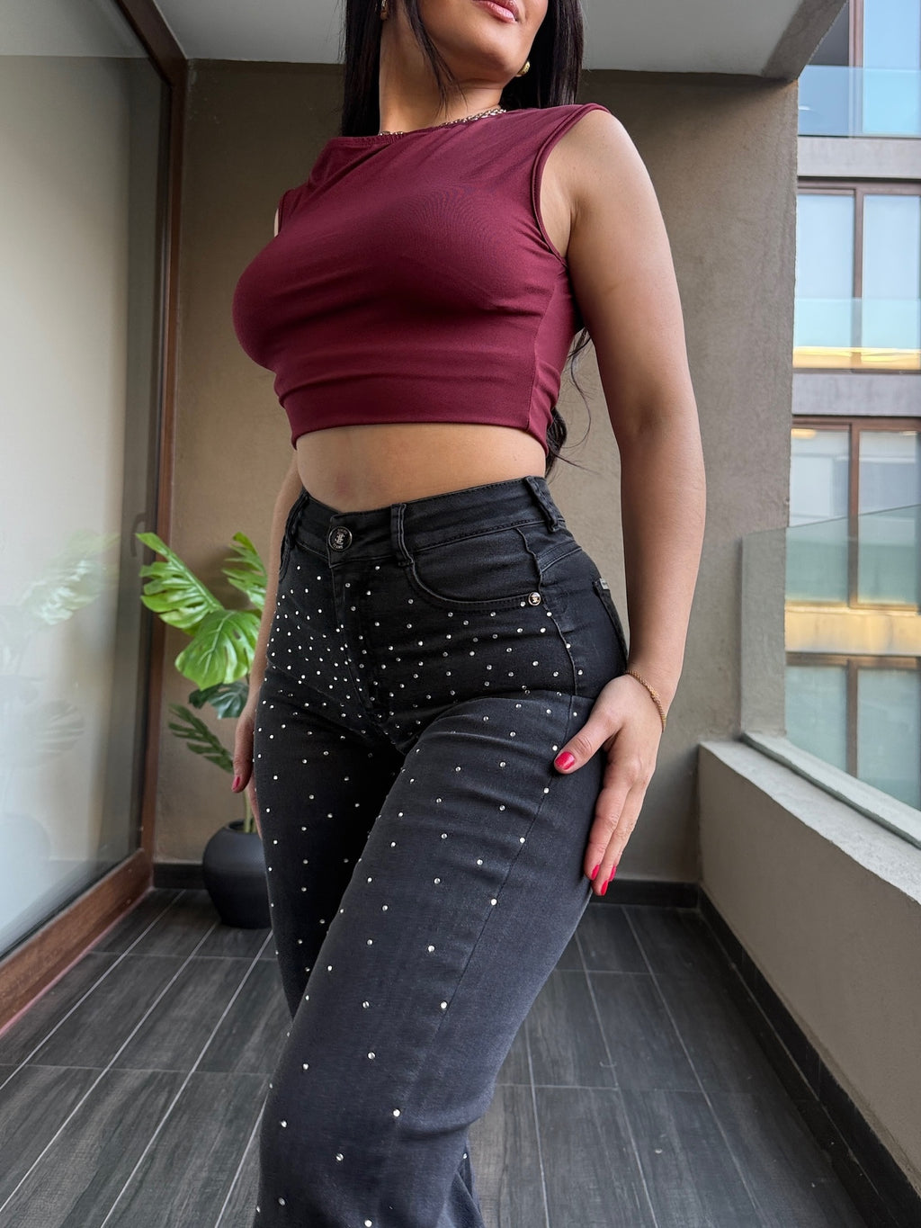 WIDE LEG BRILLO EMPO GRIS