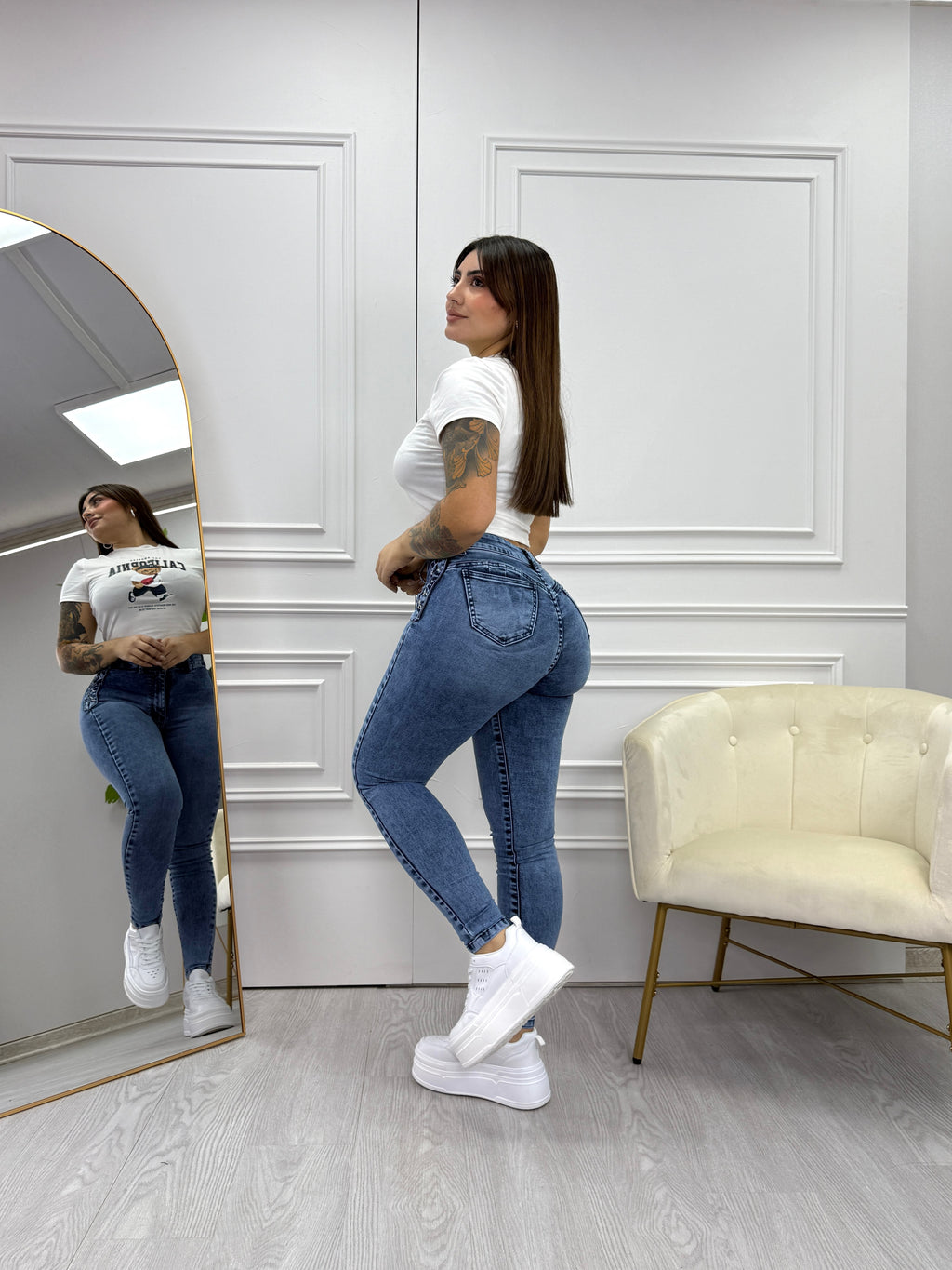 SKINNY JEANS TRENZADO