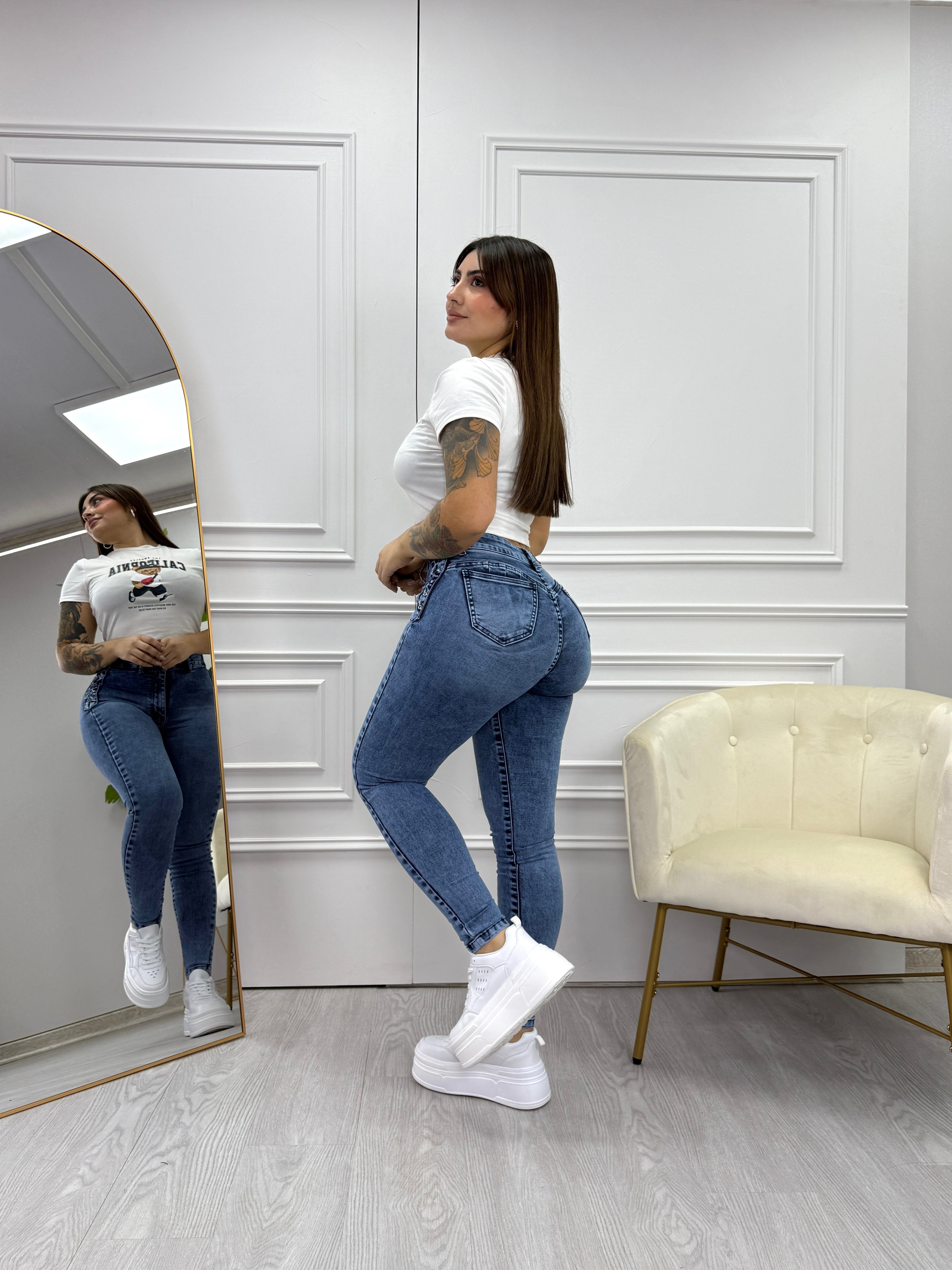 SKINNY JEANS TRENZADO