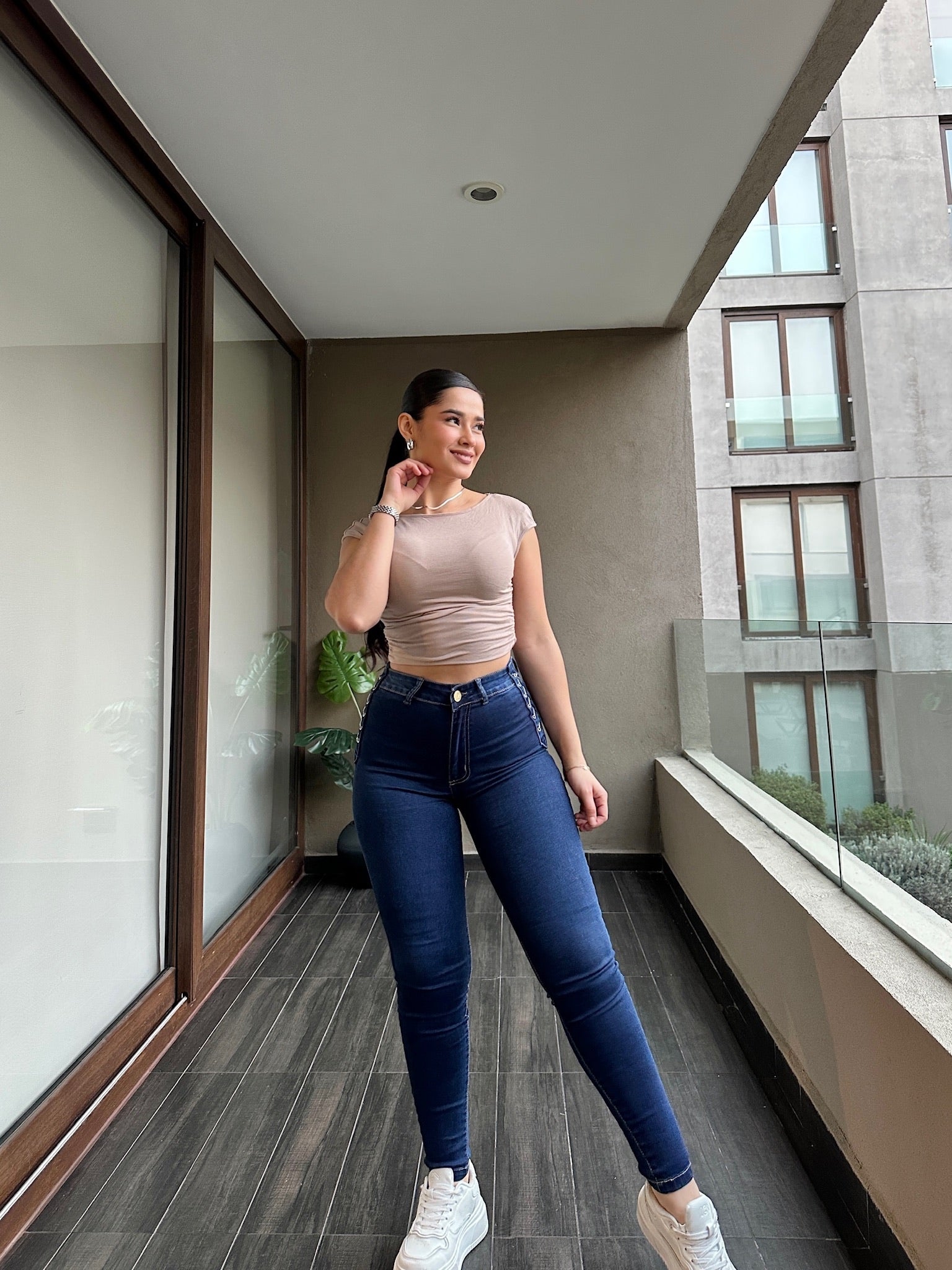 SKINNY JEANS TRENZADO AZUL