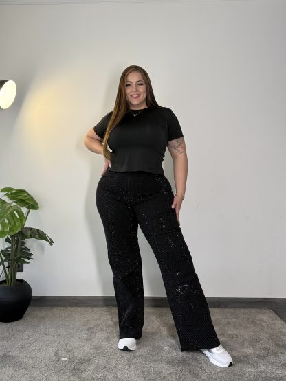 WIDE LEG FULL BRILLOS NEGRO - Imagen 4