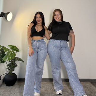WIDE LEG FULL BRILLOS CELESTE