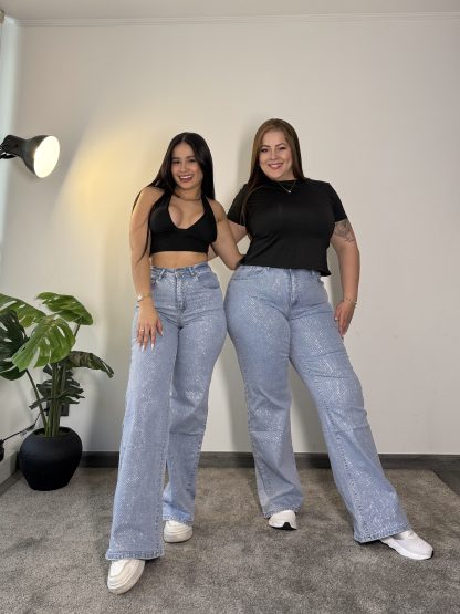 WIDE LEG FULL BRILLOS CELESTE