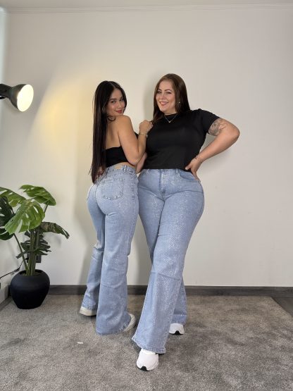 WIDE LEG FULL BRILLOS CELESTE - Imagen 2