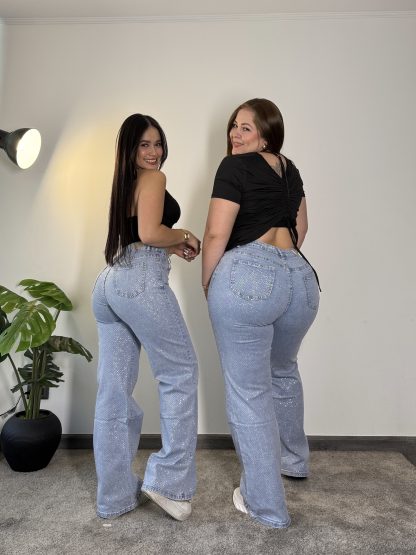 WIDE LEG FULL BRILLOS CELESTE - Imagen 3