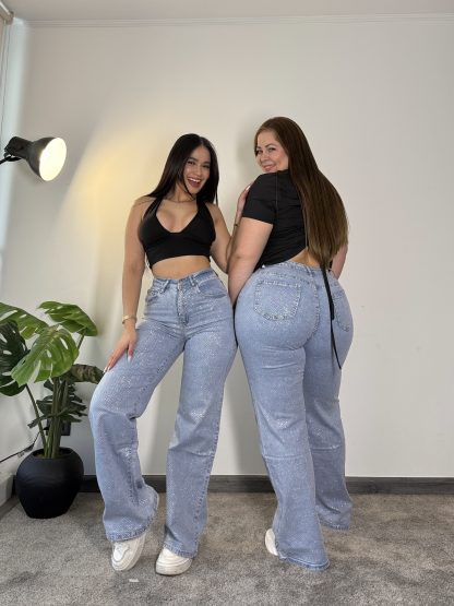WIDE LEG FULL BRILLOS CELESTE - Imagen 7