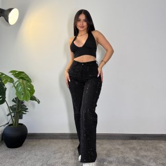 WIDE LEG FULL BRILLOS NEGRO