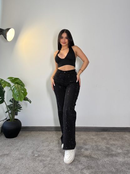 WIDE LEG FULL BRILLOS NEGRO